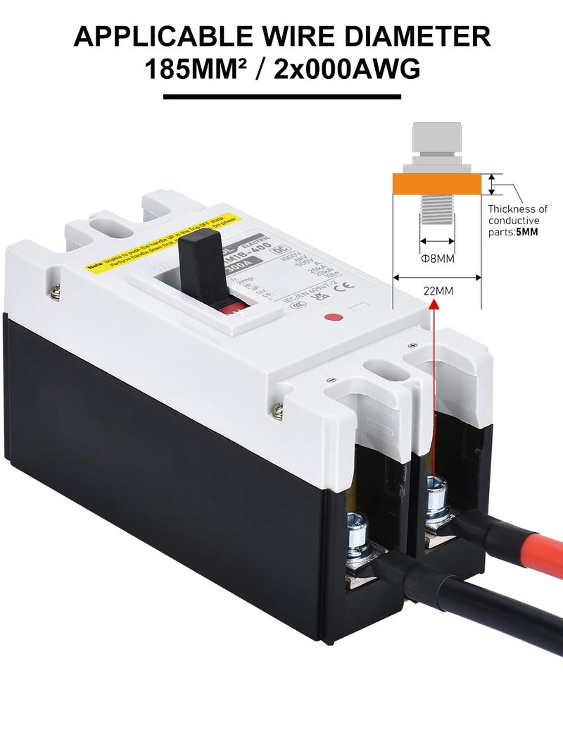 DIHOOL Heavy Duty Battery Disconnect Switch, 300 Amp DC Circuit Breaker for Power Station Solar System - Image 5